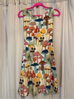 Mini Dress with Multicolor Mushroom Print